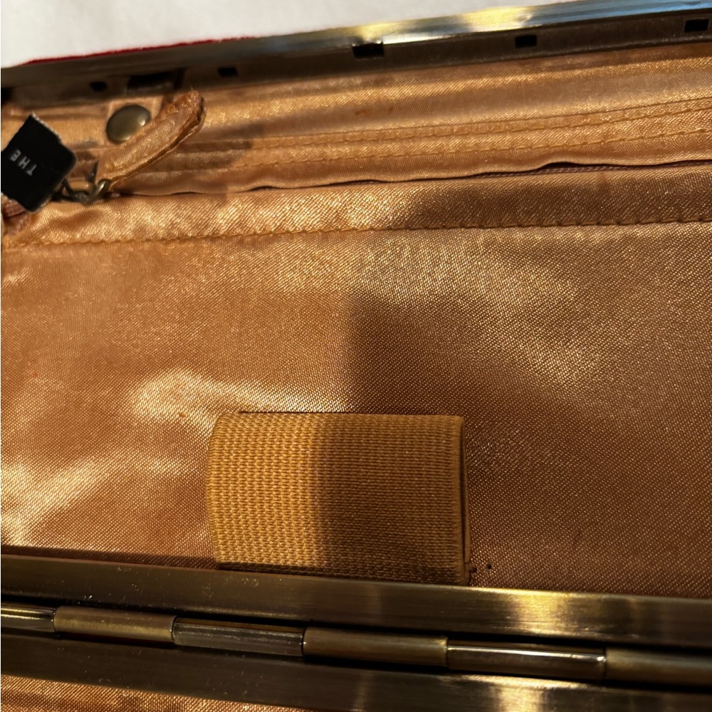 Red Clutch with Rhinestone Accent - Picture 8 of 10